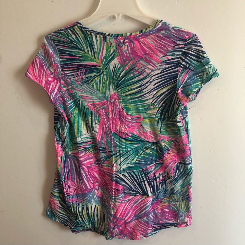 LILLY PULITZER Fern Print V Neck Short Sleeve T SHIRT S - Picture 2 of 8
